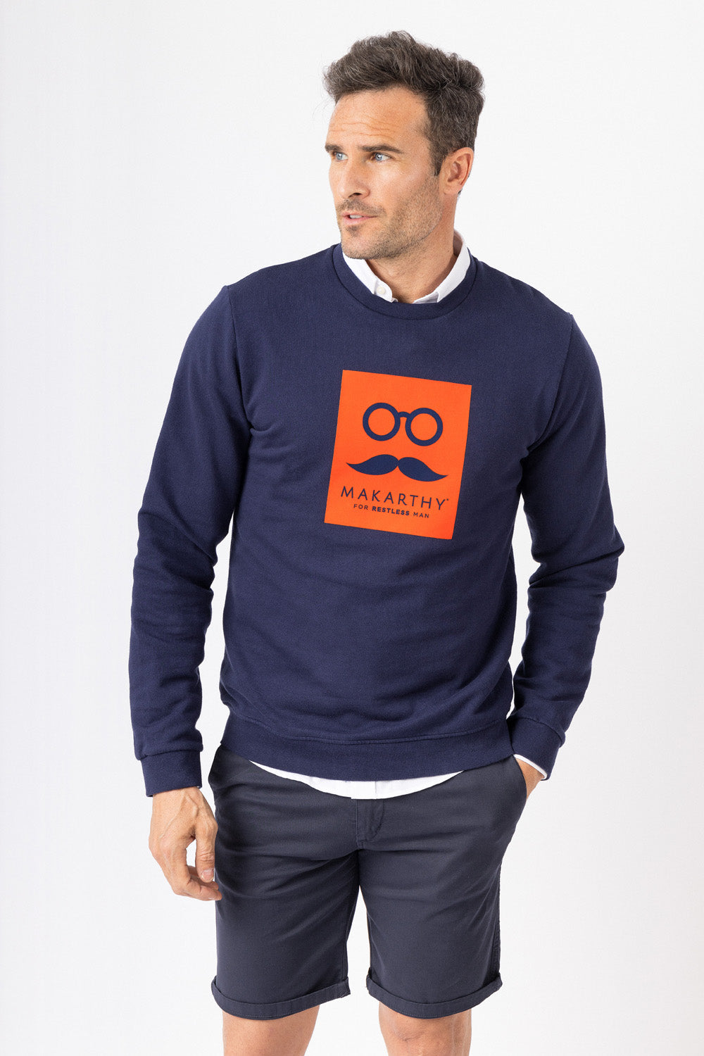 Sudadera Print Logo Marino