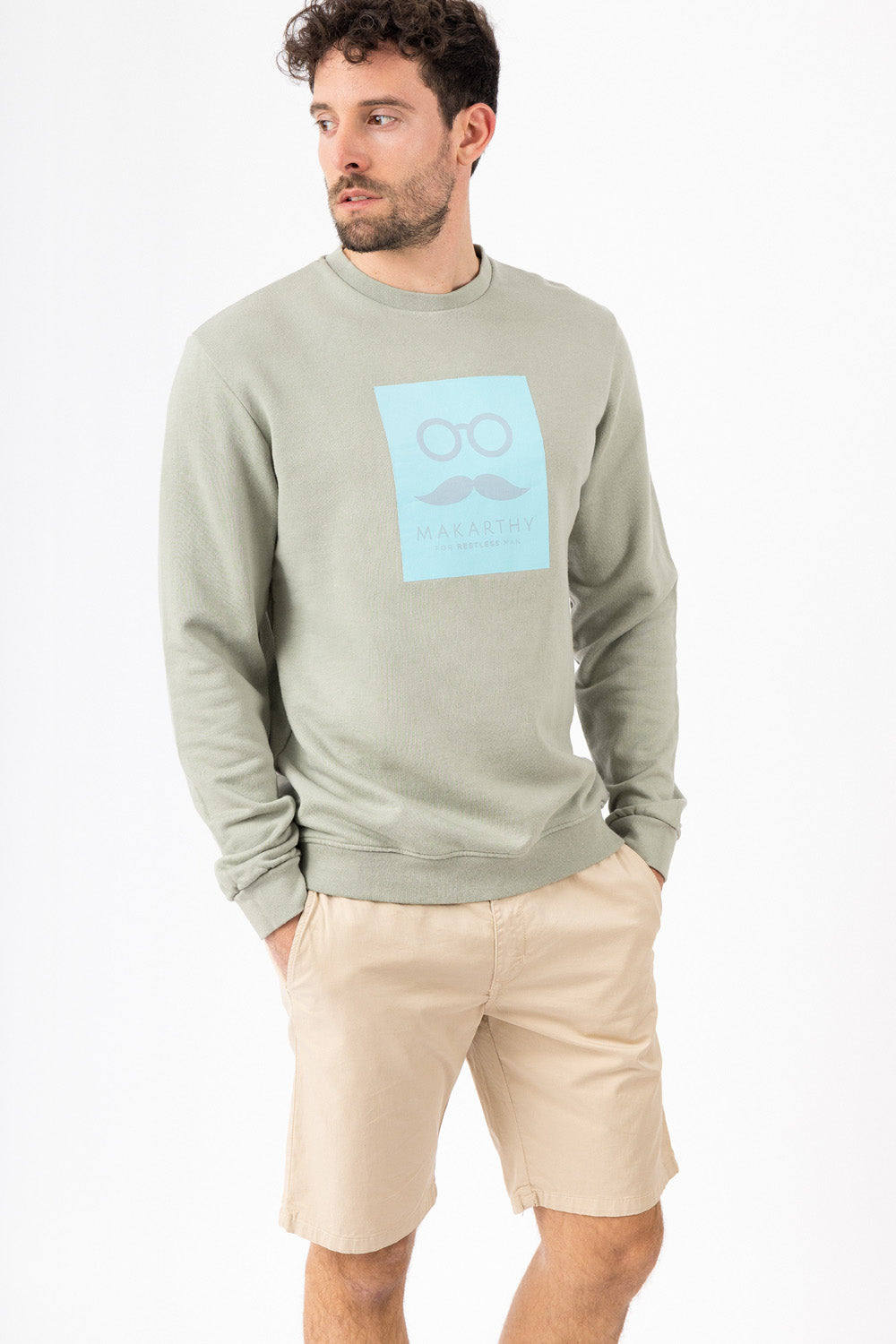 Sudadera Print Logo Kaki