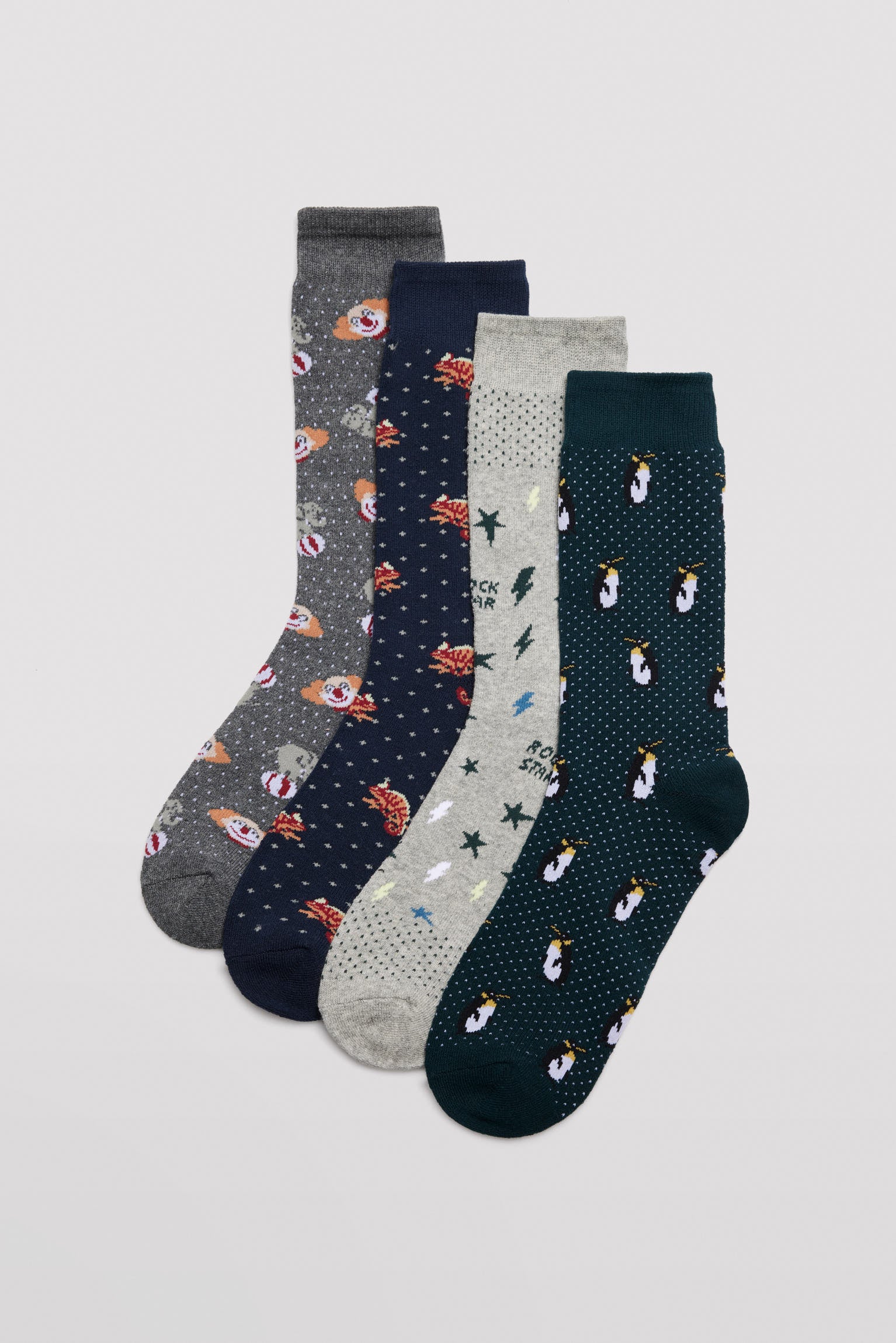 Pack 4 calcetines térmicos de hombre dibujos estampados