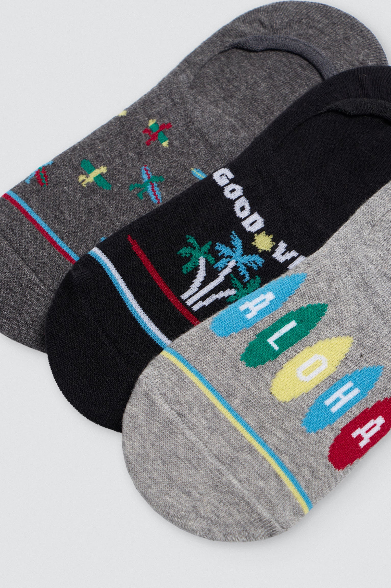 Pack 3 calcetines pinkies hombre estampados surferos