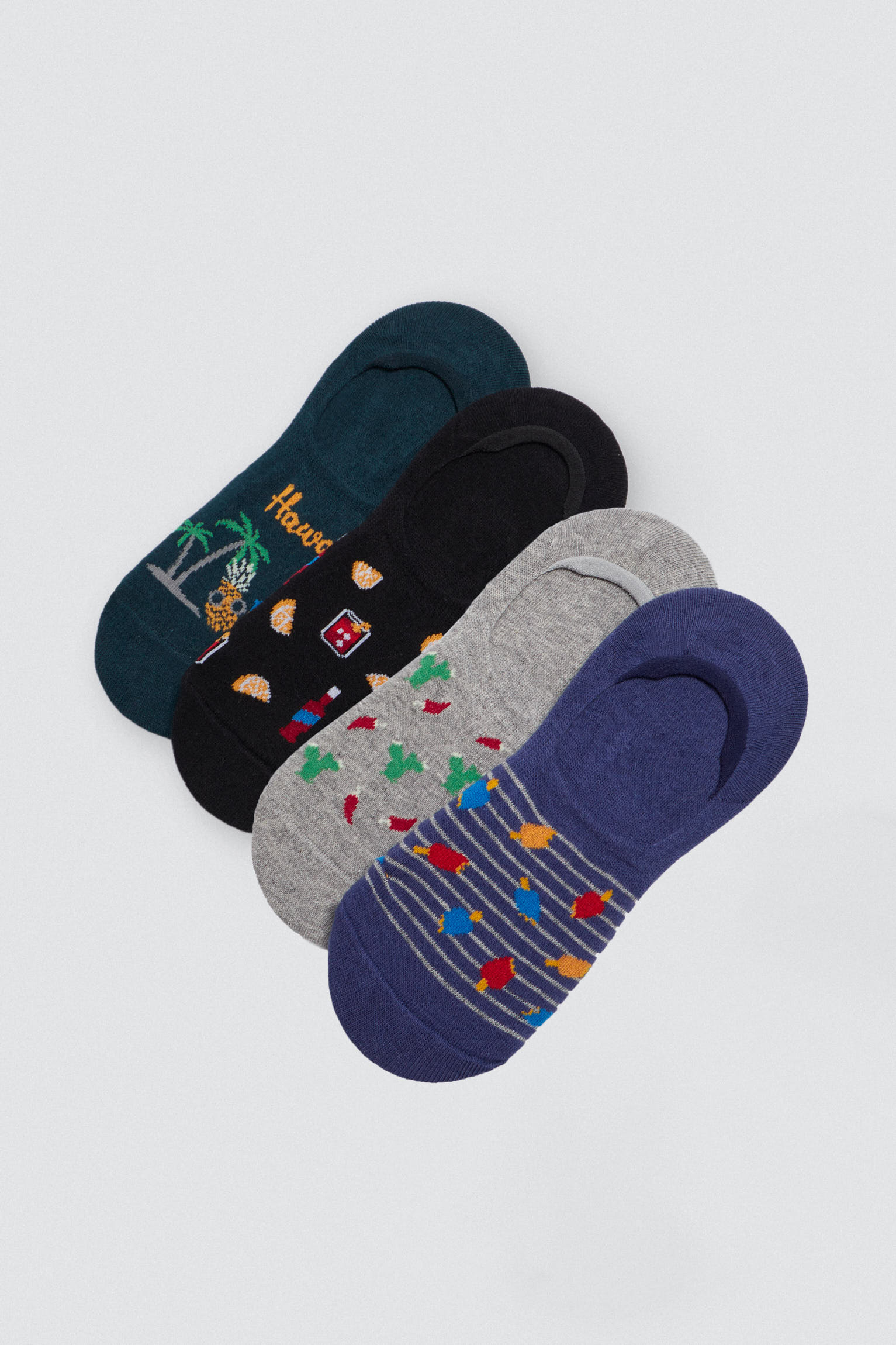 Pack 4 calcetines pinkies hombre estampados fantasía