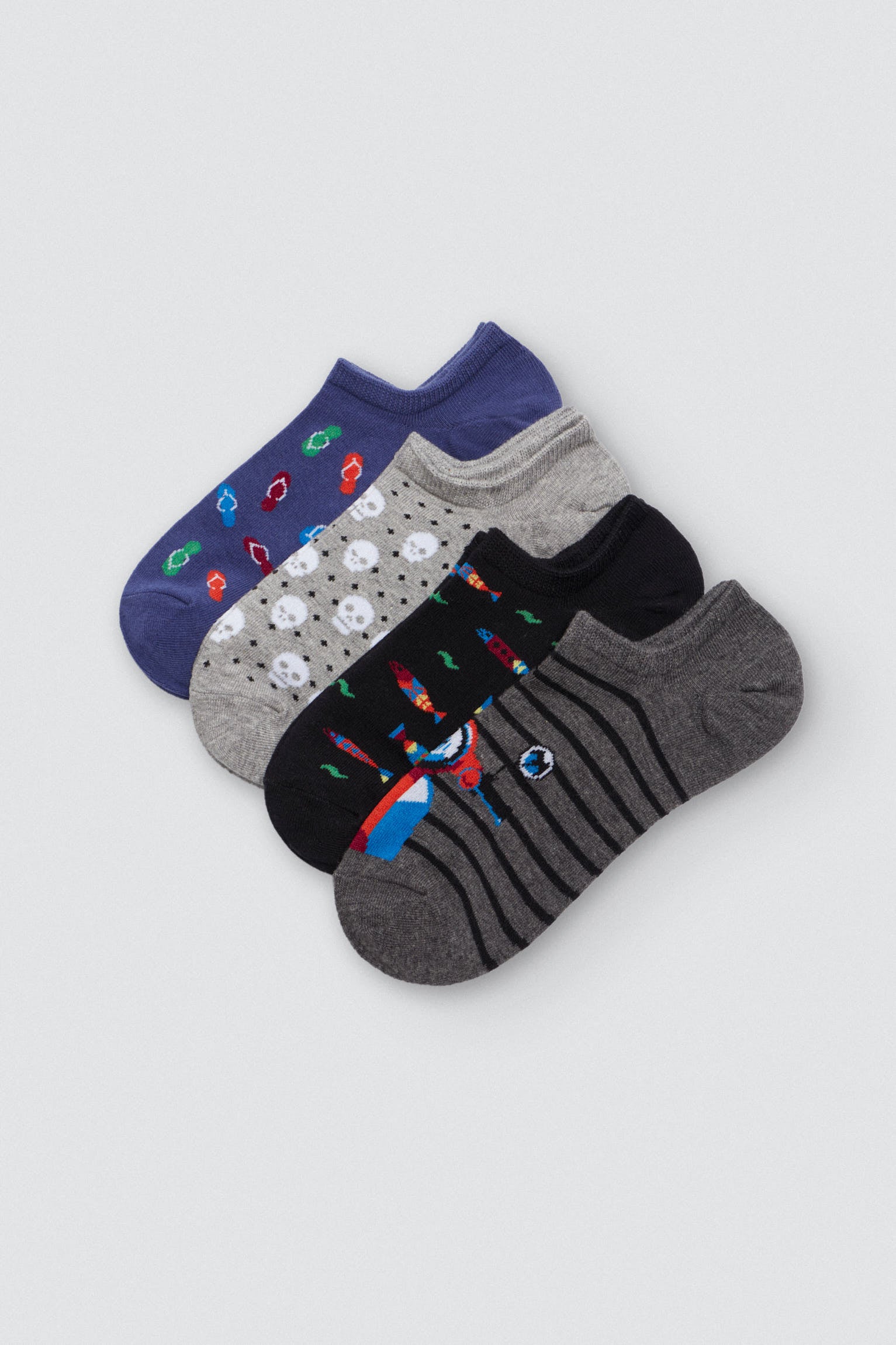 Pack 4 calcetines pinkies hombre estampados marineros