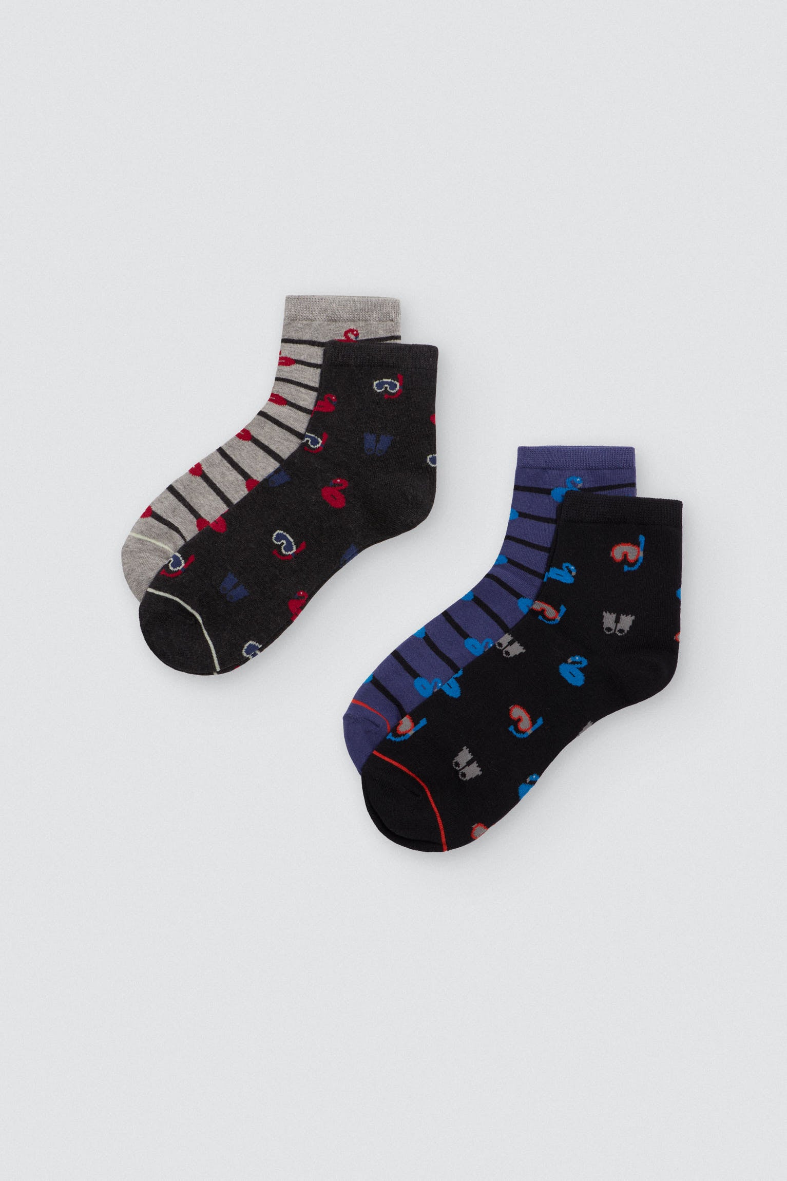 Pack 4 calcetines tobilleros antipresión hombre estampado flamencos