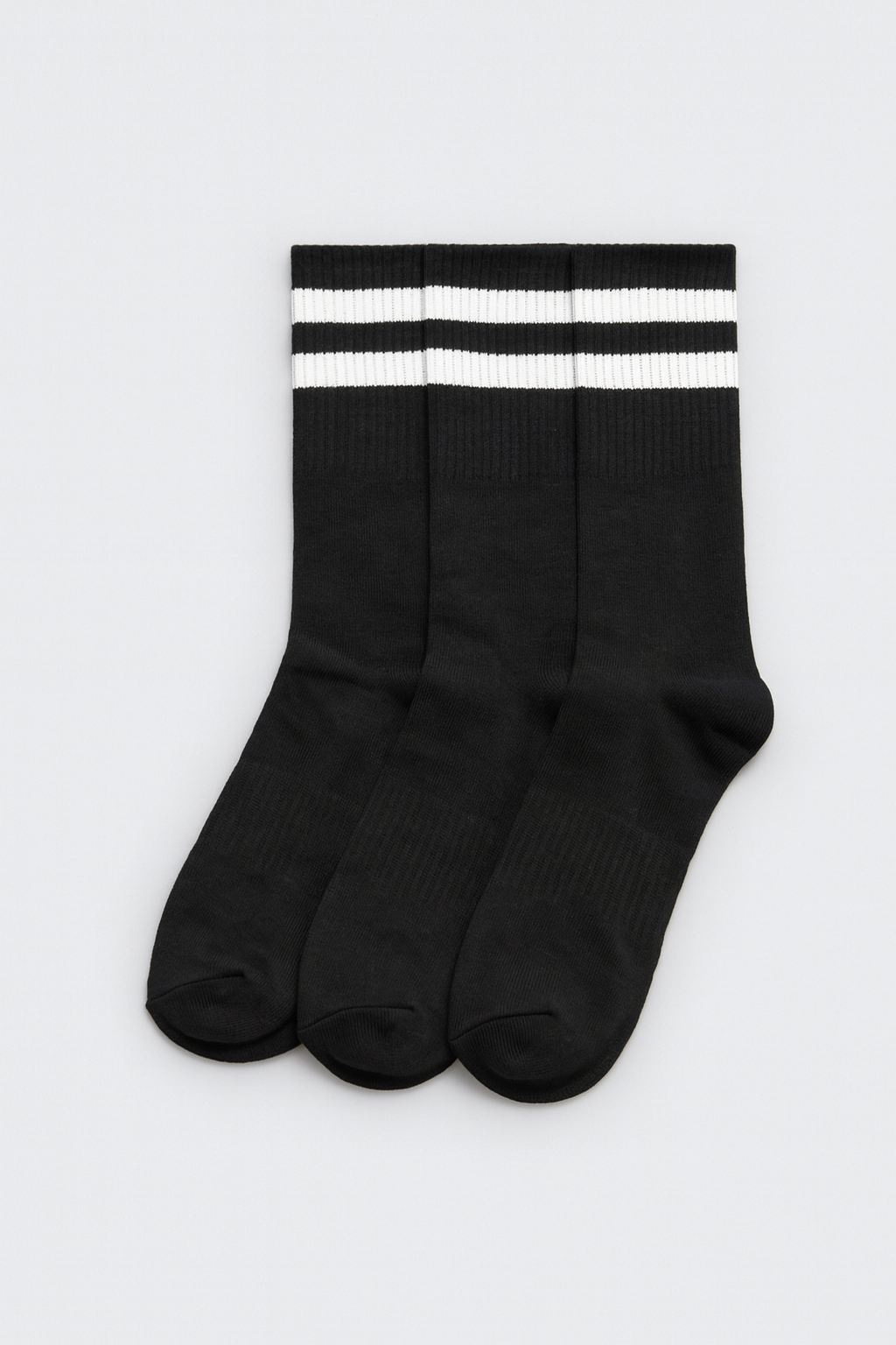 Pack 3 calcetines deportivos puño a rayas negro