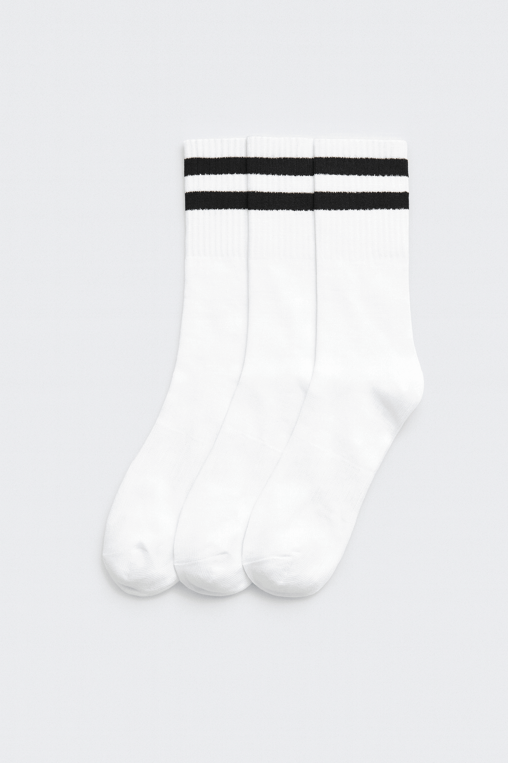 Pack 3 calcetines deportivos puño a rayas blanco
