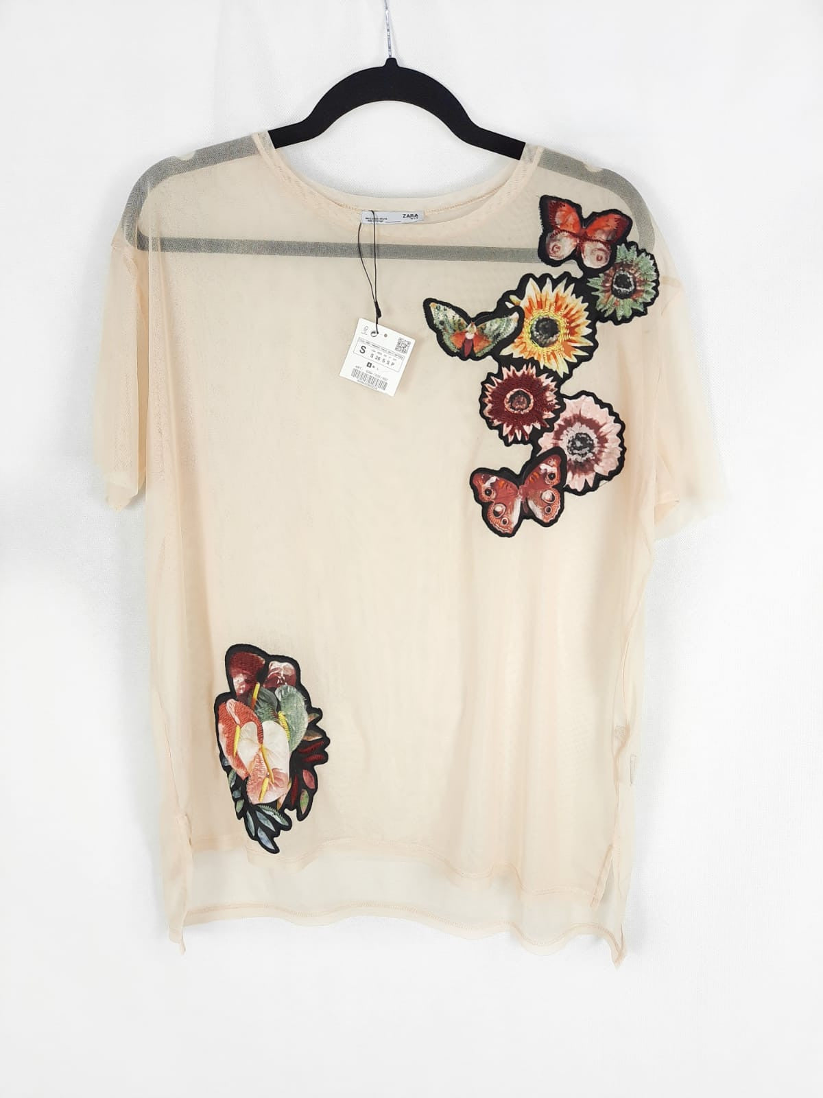 ZARA. Tull rejilla bordada T.s