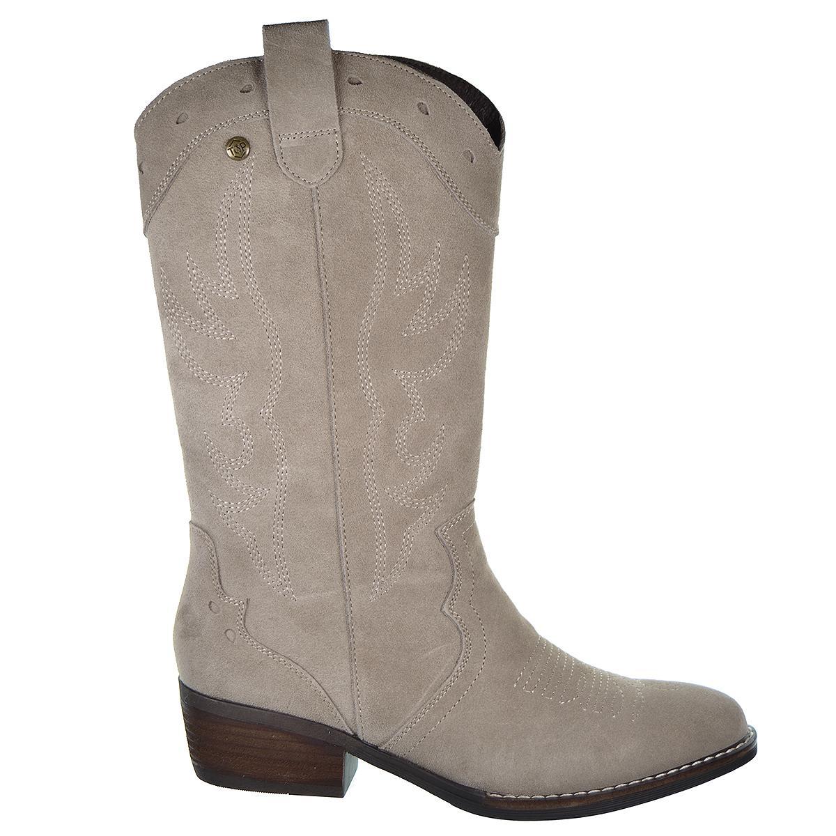 23870 Top3 Bota Campera Serraje Tacón Cremallera Mujer