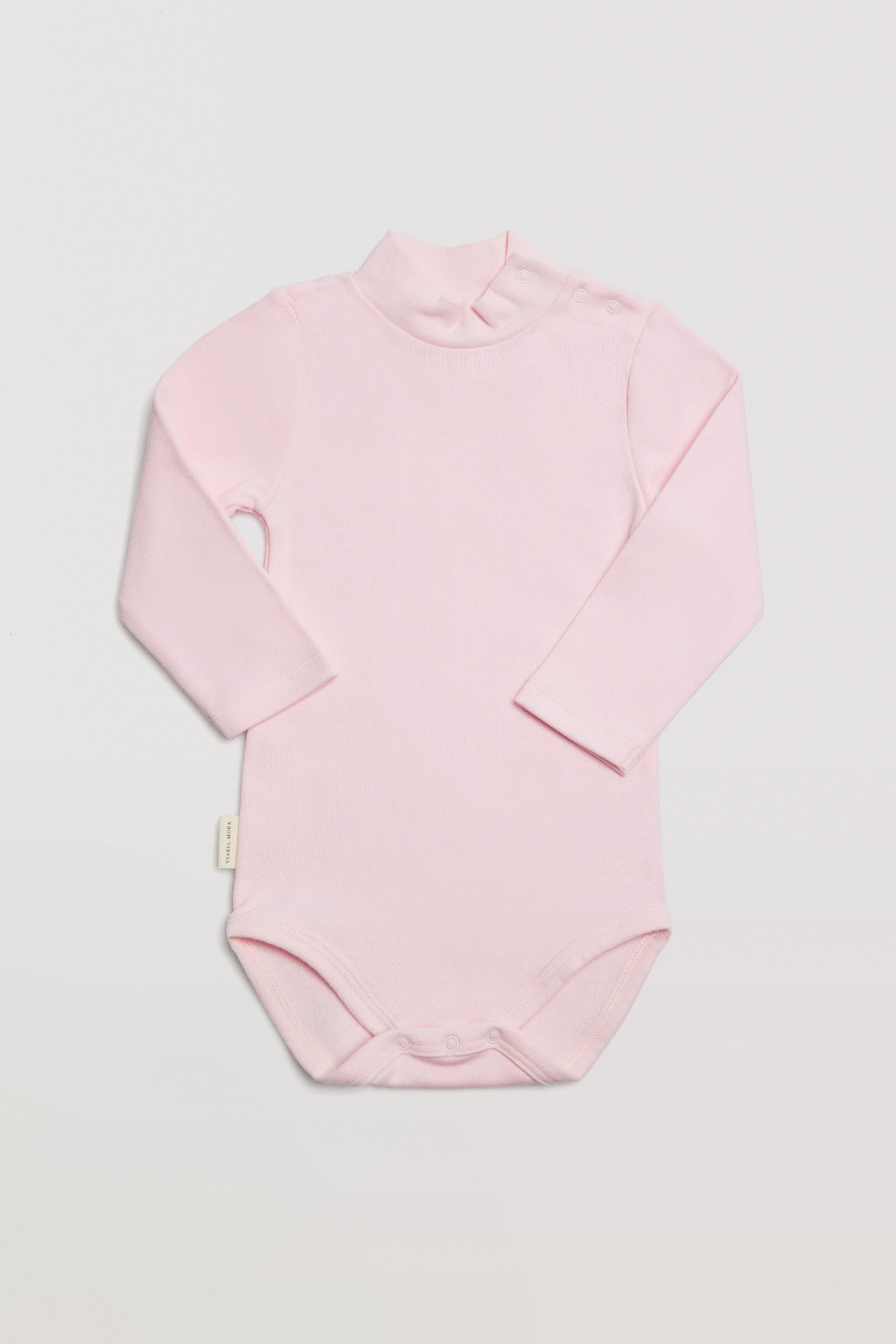 Body bebé básico cuello alto rosa