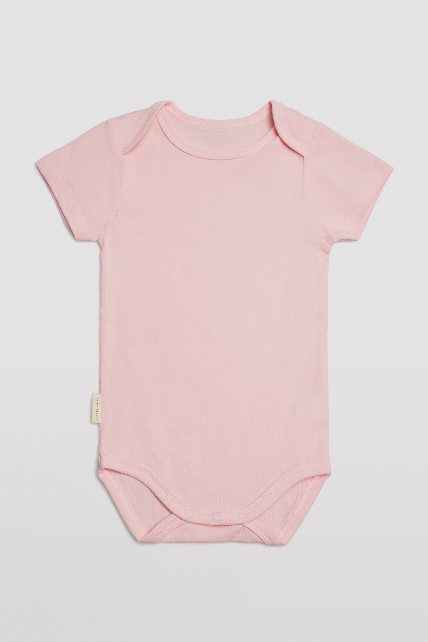 Body bebé básico manga corta solapas rosa