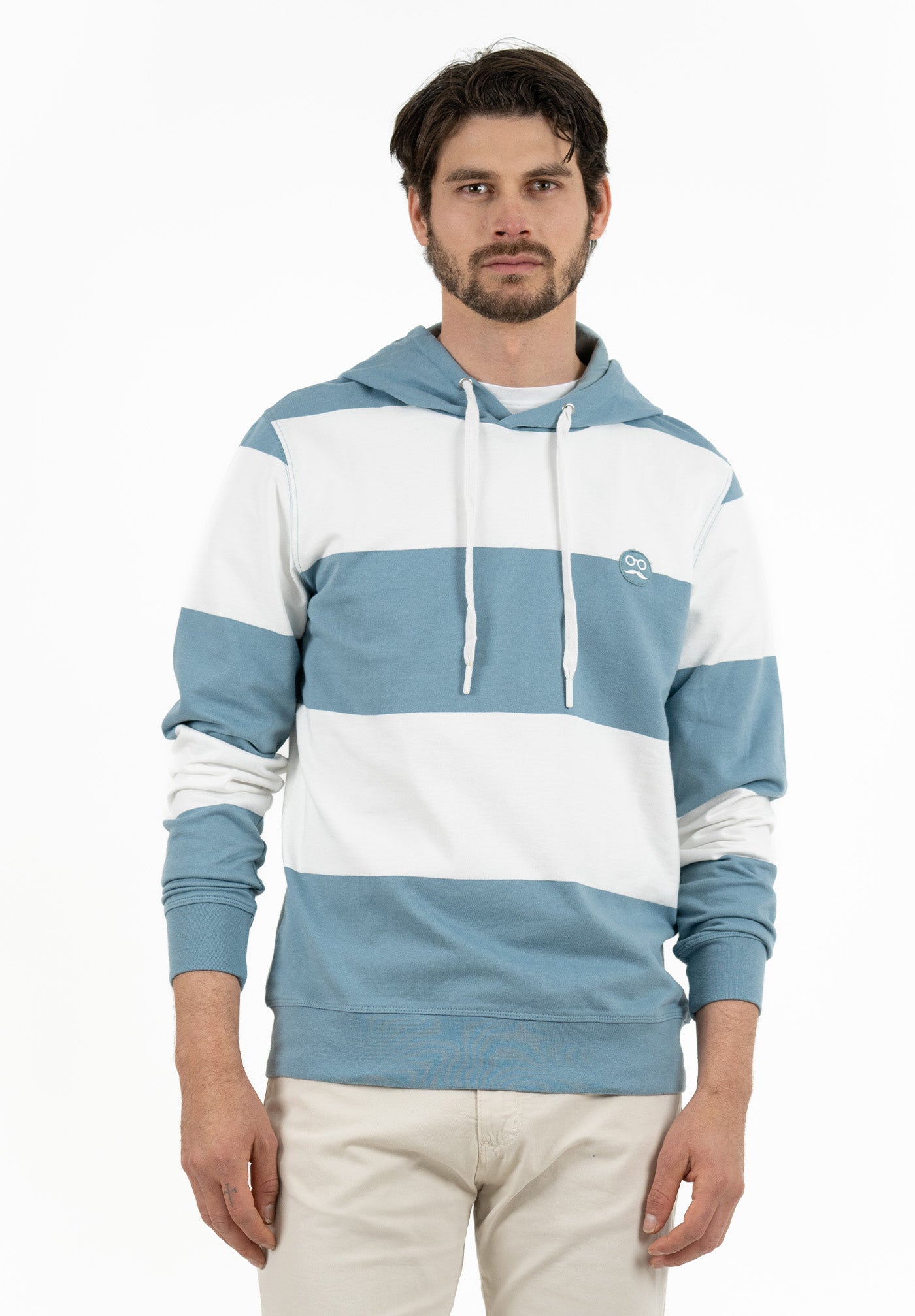 Sudadera Pocket Rayas Gris Azulado