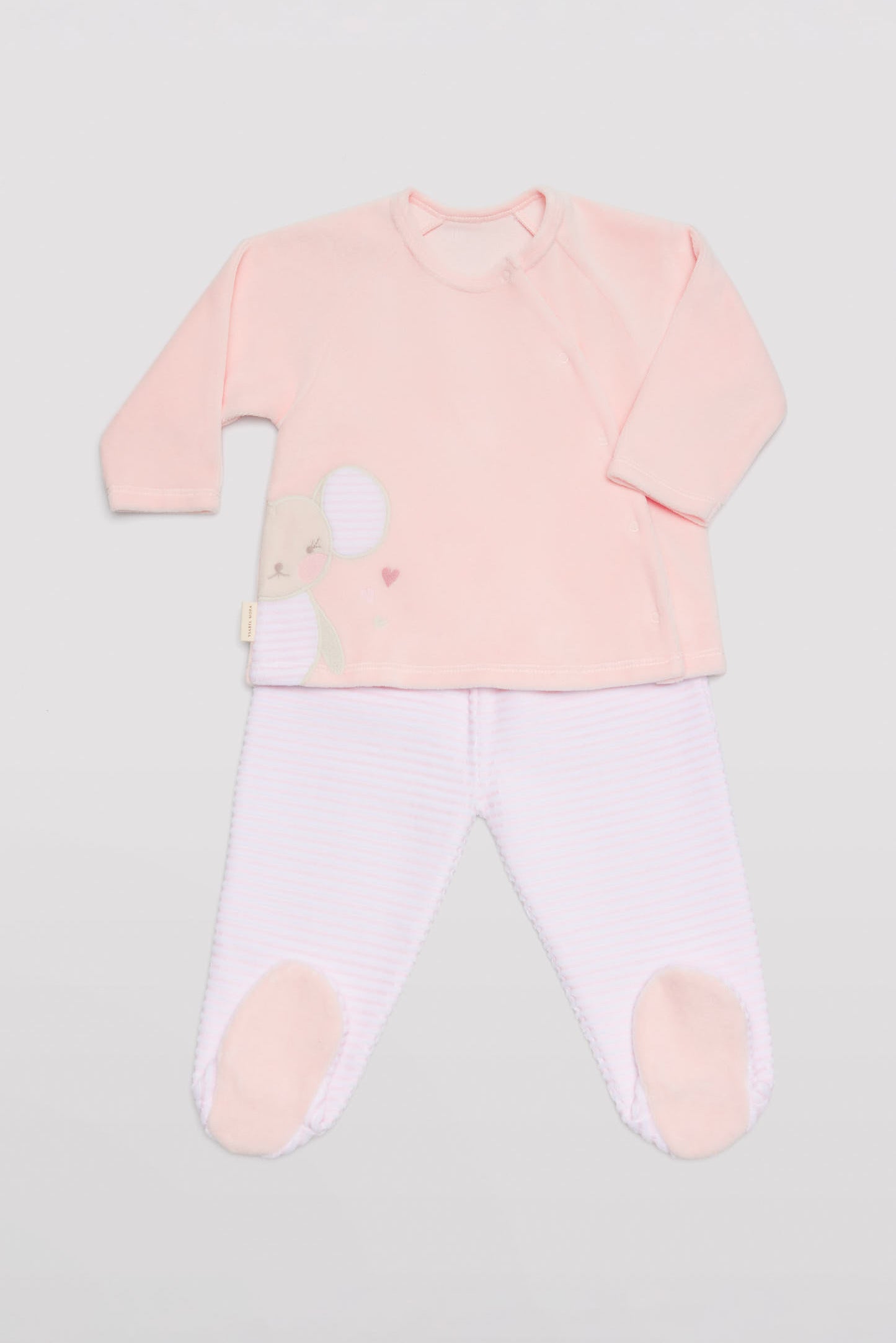 Conjunto bebé manga larga ratoncita rosa