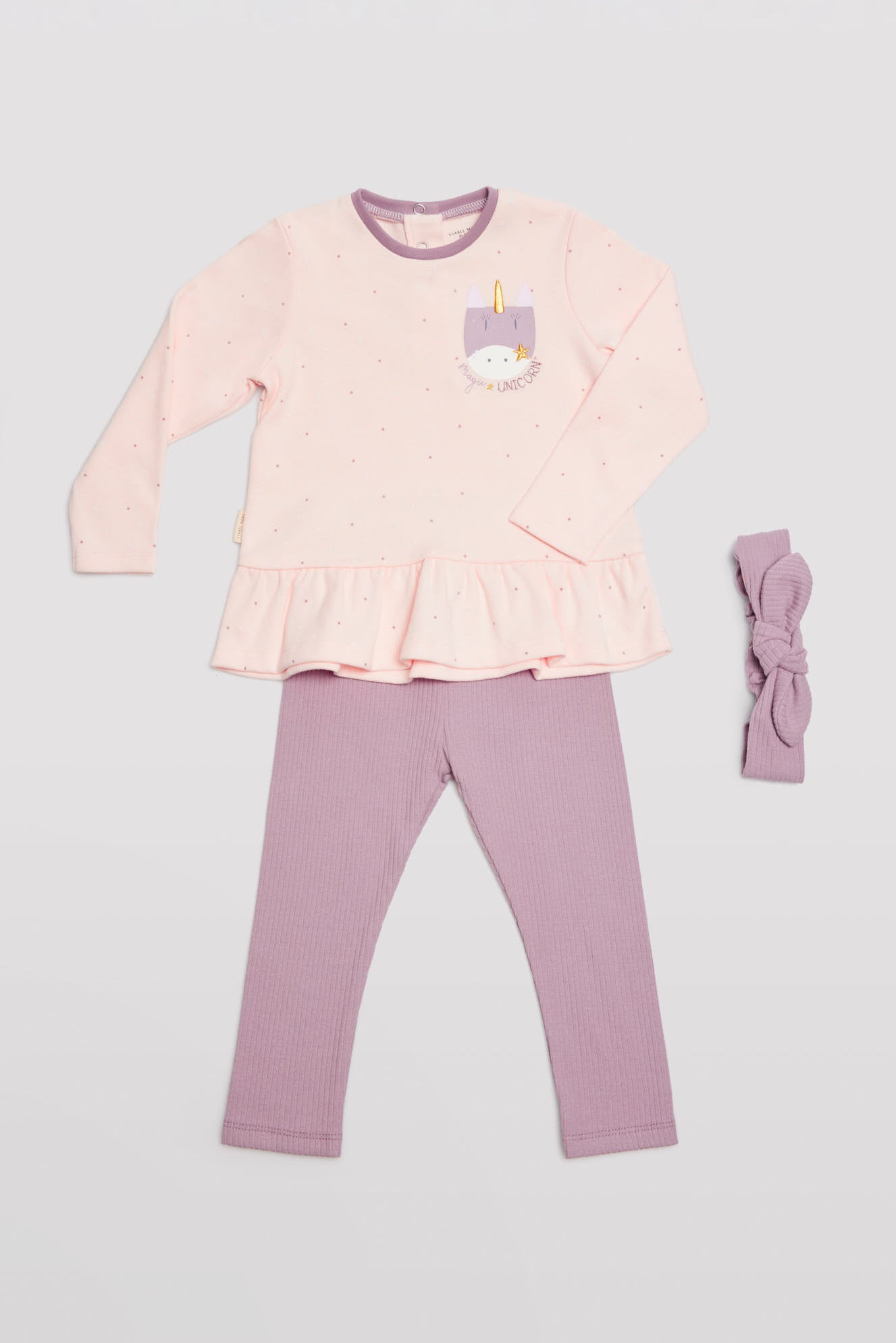 Conjunto bebé 3 piezas dibujo unicornio