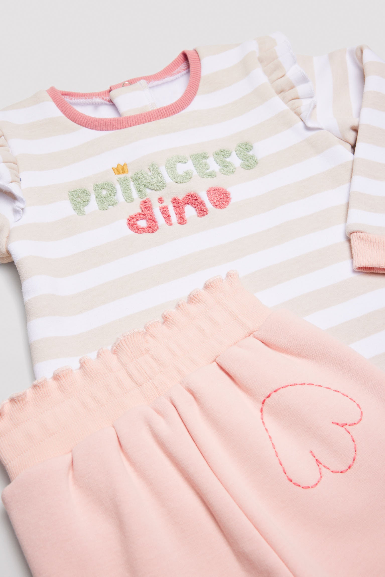 Conjunto bebé manga larga rayas princess dino