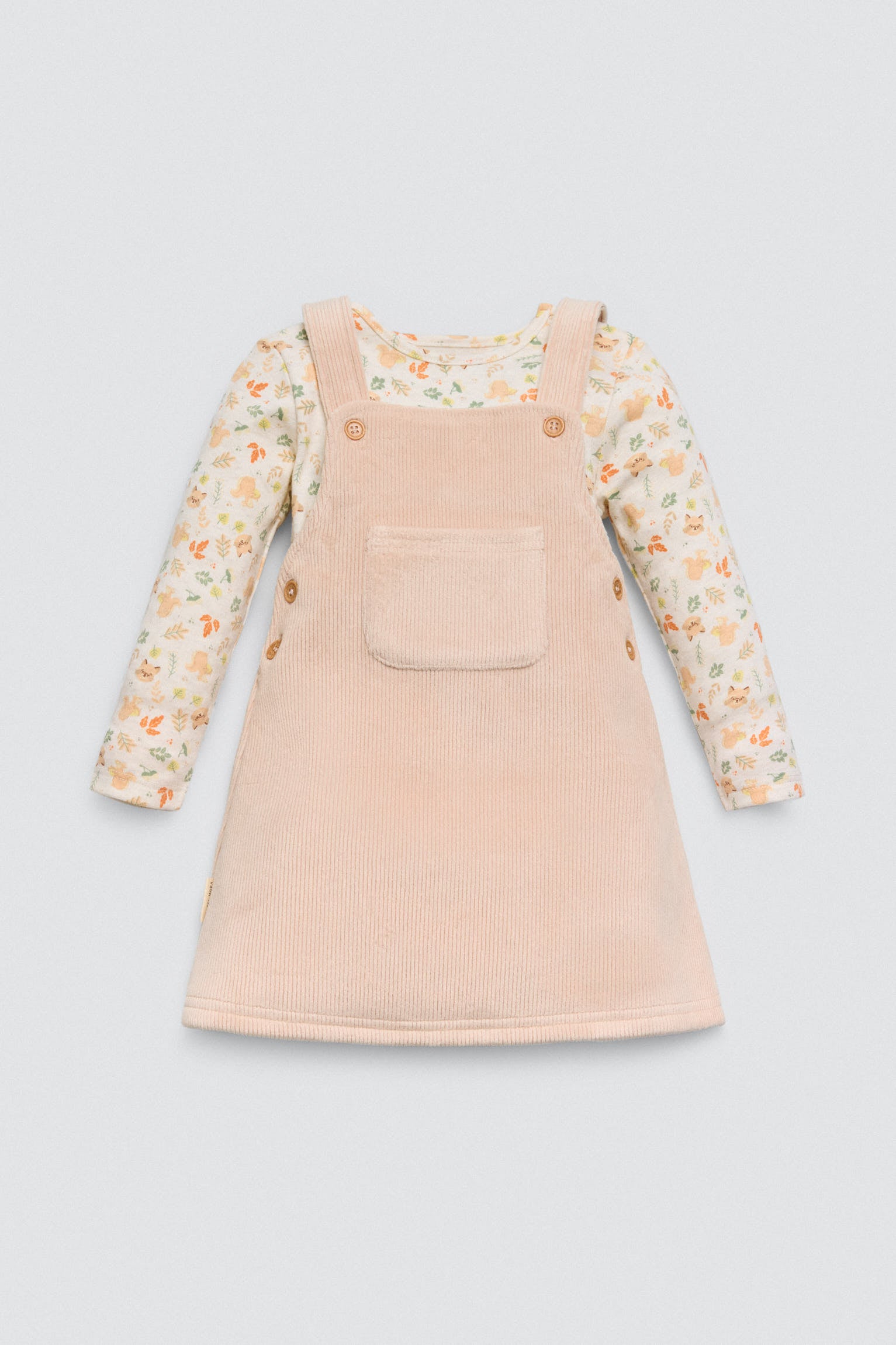 Conjunto bebé vestido peto y camiseta manga larga Autumn