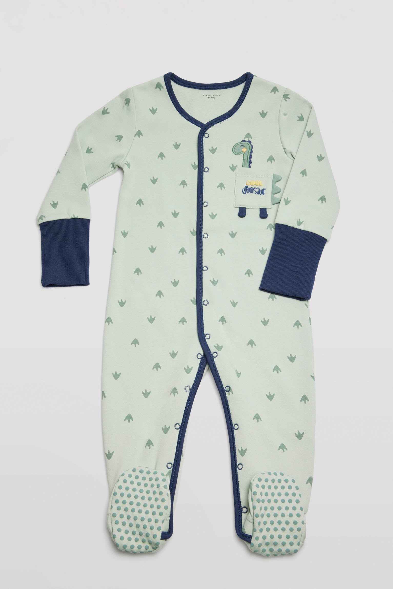 Pelele bebé manga larga verde dinosaurio