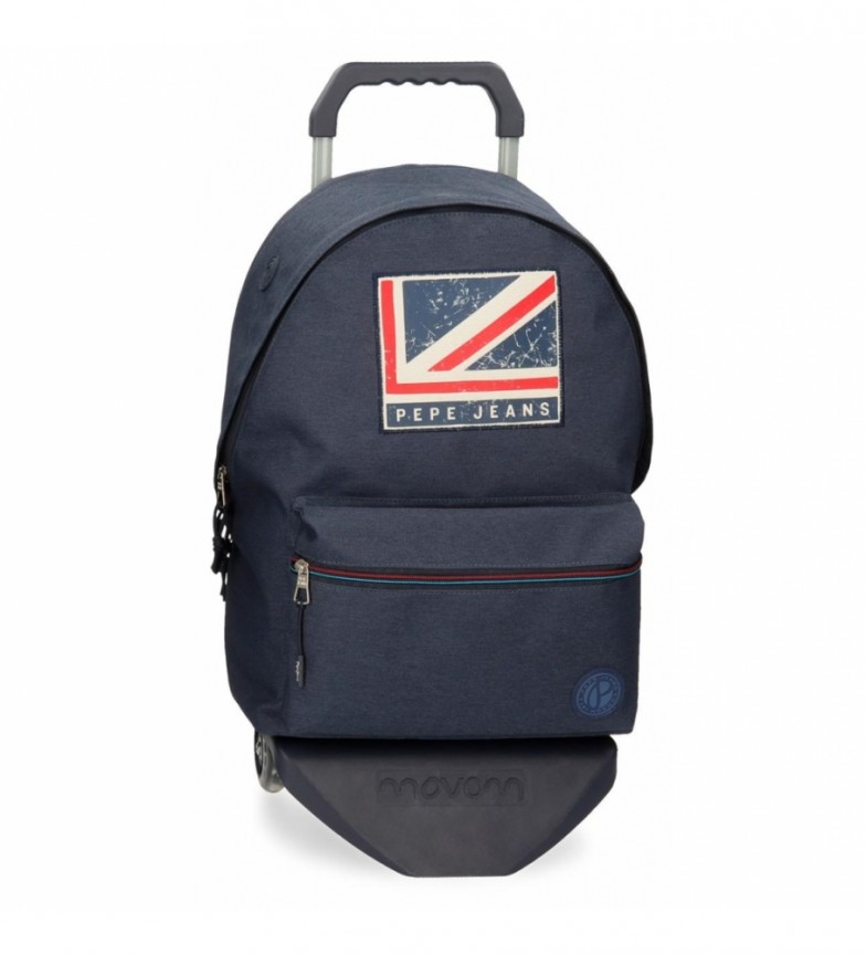 Pepe Jeans Mochila portaordenador Pepe Jeans Aidan dos compartimentos con carro azul