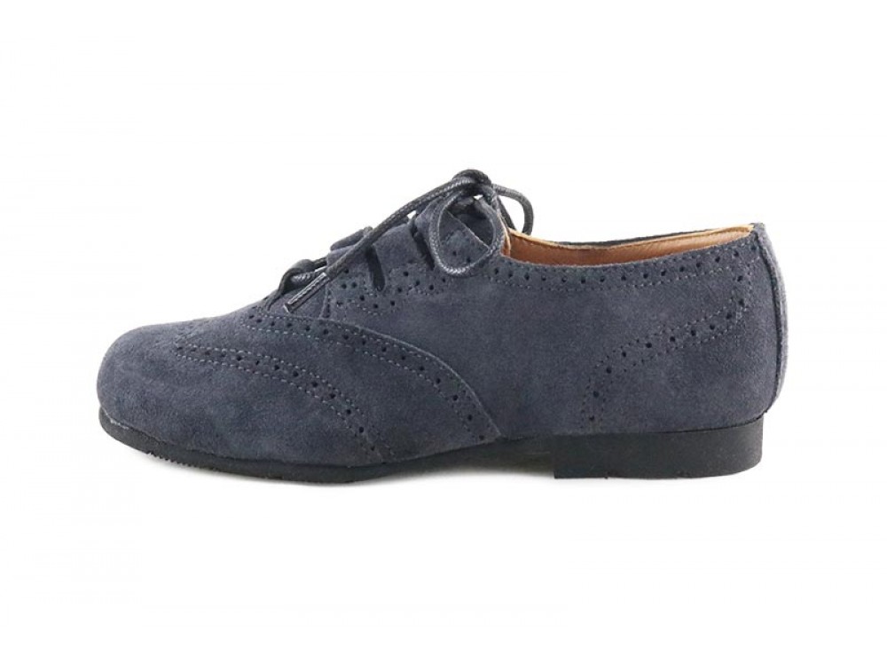 Zapato picado ante gris oscuro con cordón cruzado Jeromín