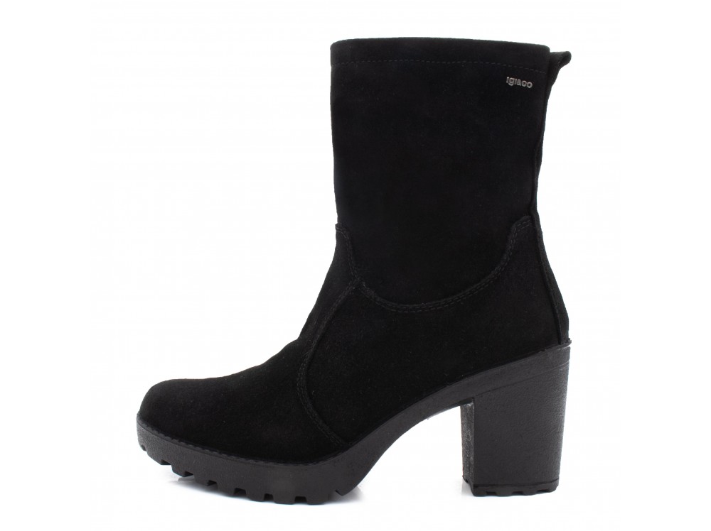 Botín de ante negro con tacón y cremallera 2662200 Igi&Co