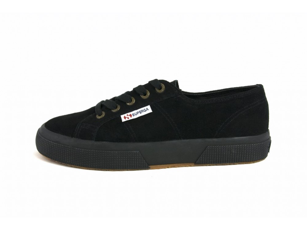 Zapato ante negro con cordón Superga