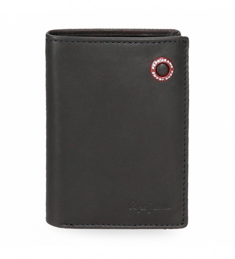 Pepe Jeans Cartera de piel Badge vertical con monedero Marino