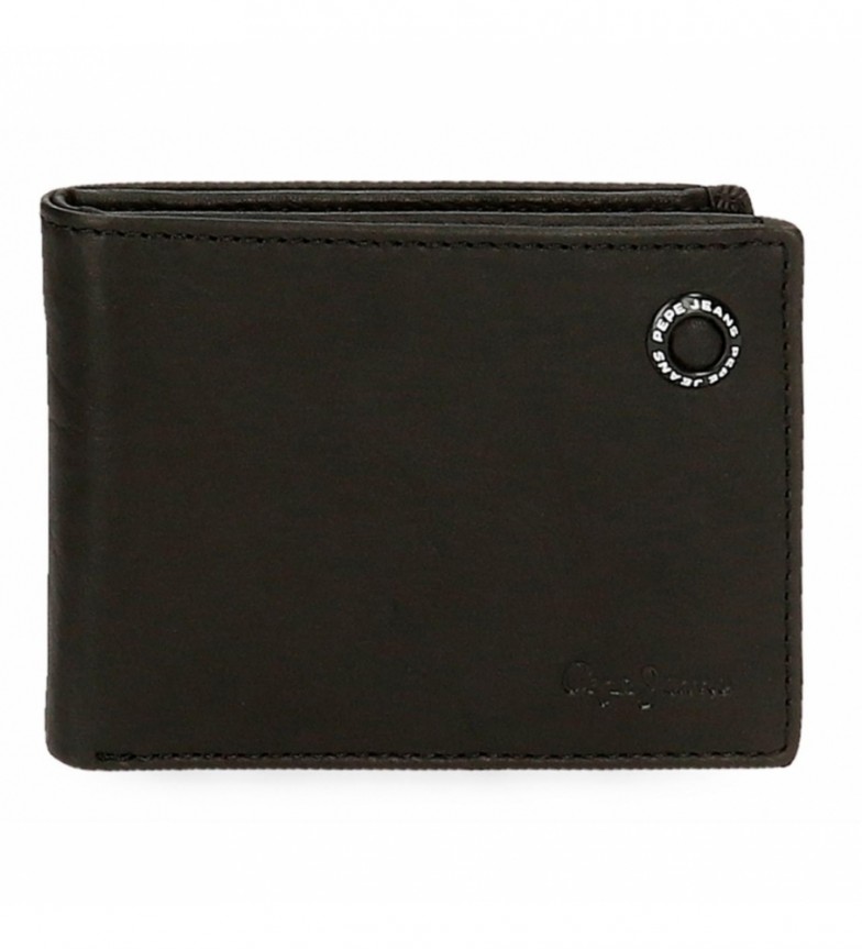 Pepe Jeans Cartera de piel Badge Negro