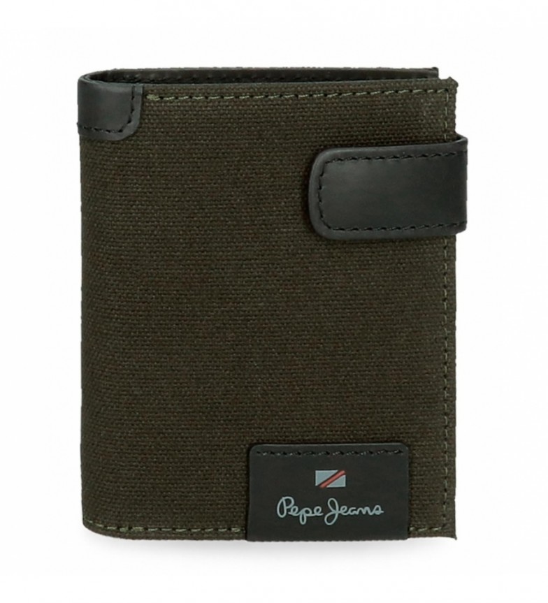 Pepe Jeans Cartera de piel Hilltop Verde Oscuro con cierre de clic