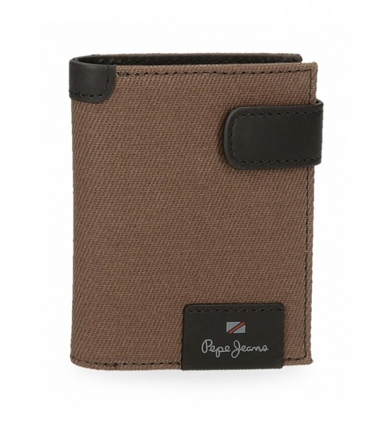 Pepe Jeans Cartera de piel Hilltop Marron con cierre de clic