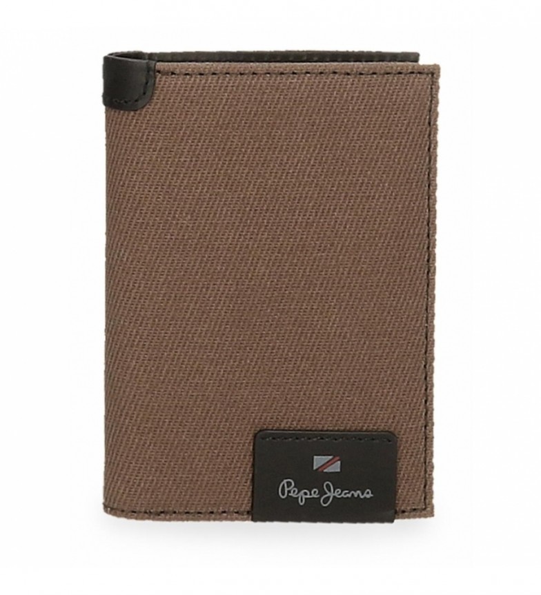 Pepe Jeans Cartera de piel Hilltop vertical con monedero Marron