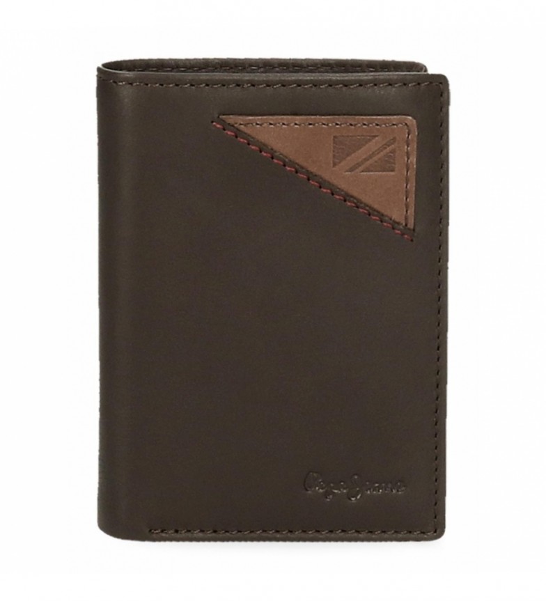 Pepe Jeans Cartera de piel Striking vertical con monedero Marron