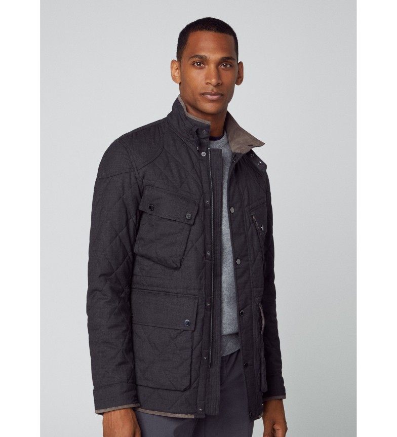 Hackett London Chaqueta Flannel Moto gris oscuro