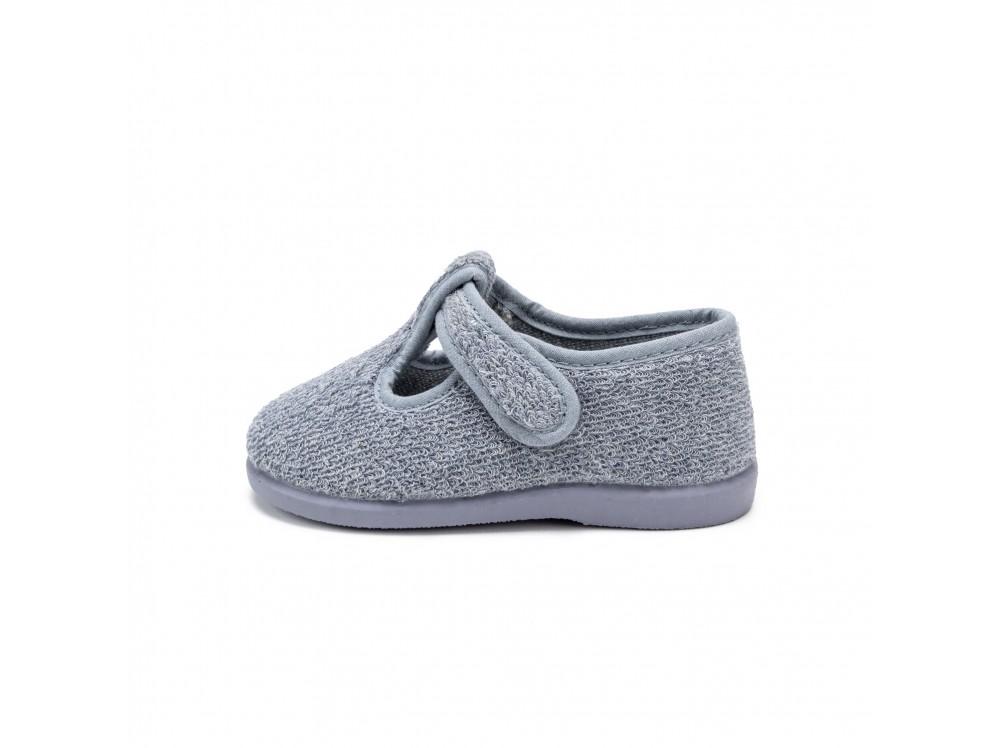 Sandalia azul jeans de felpa para casa con velcro 3112 Vulladi