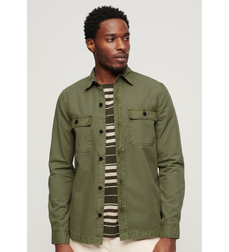 Superdry Camisa de manga larga militar verde