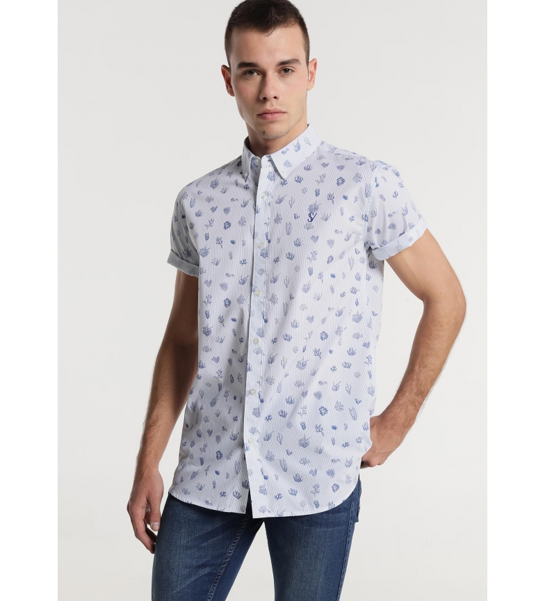 Six Valves Camisa Popelin Ocean Print blanco
