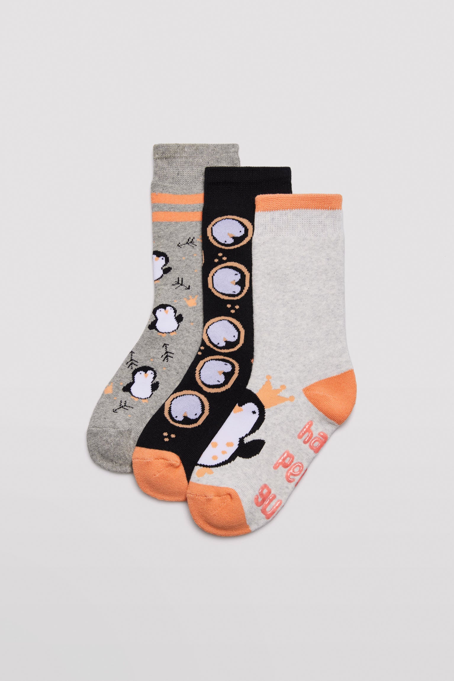 Pack 3 calcetines térmicos antideslizantes infantiles estampados happy penguin