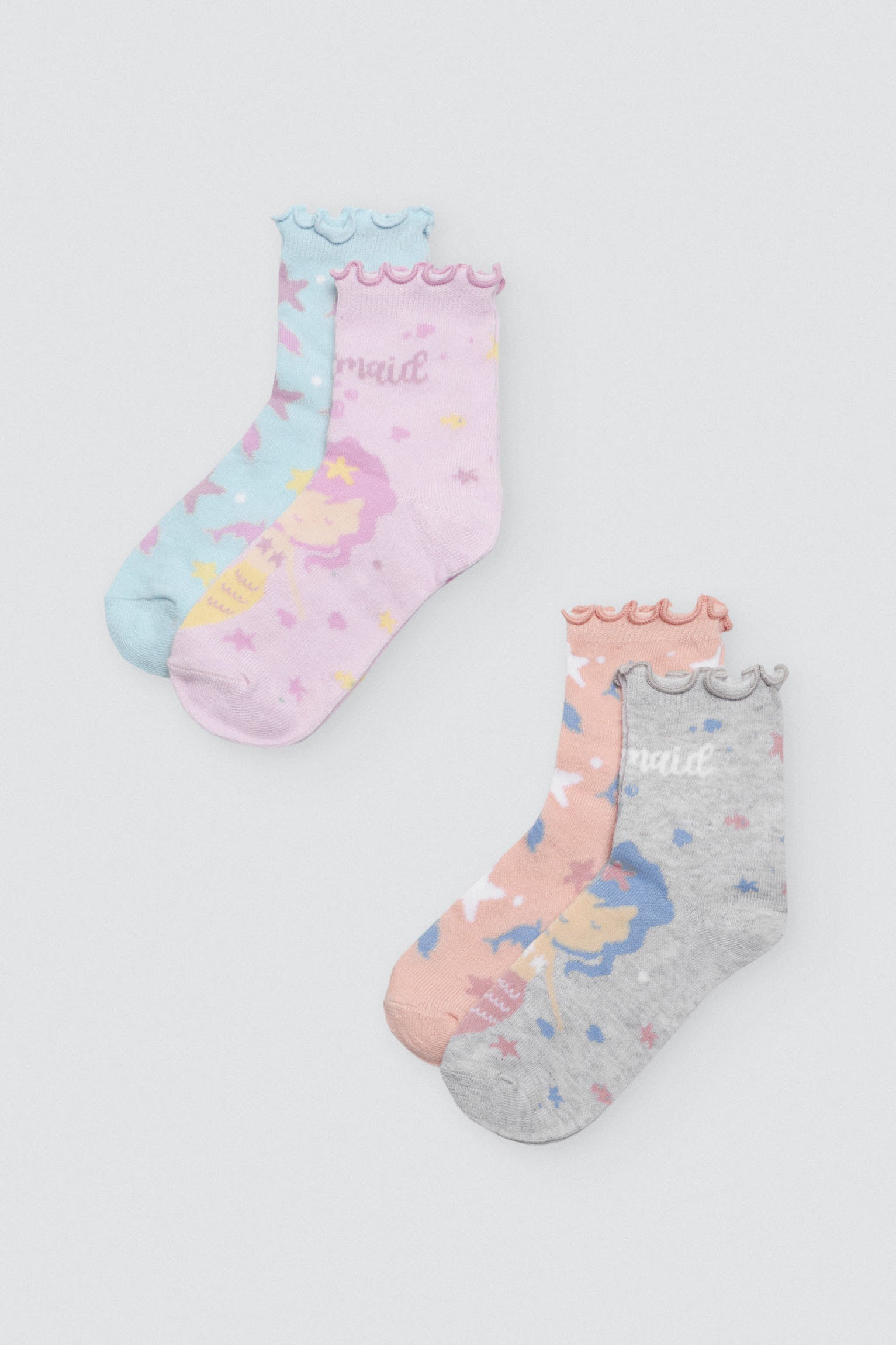 Pack 4 calcetines estampado sirenas
