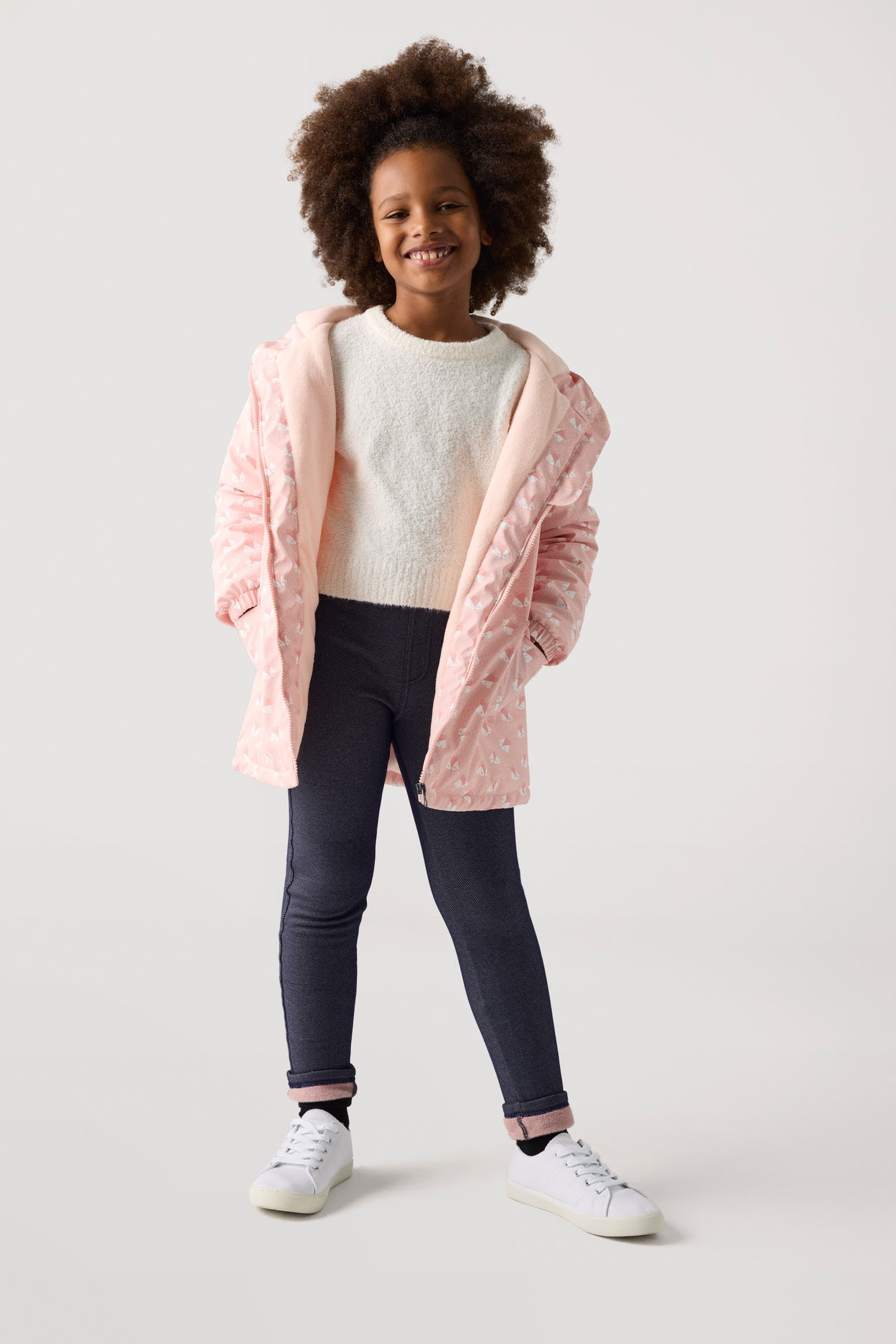 Leggings de niña térmicos con bolsillos traseros marino