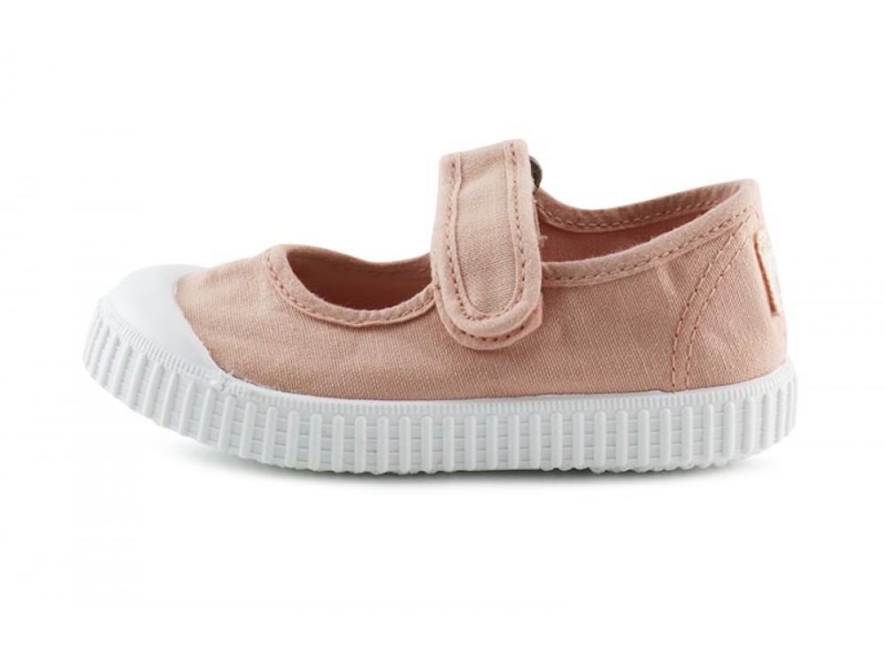 Mercedita de lona rosa lavado con velcro y puntera Victoria