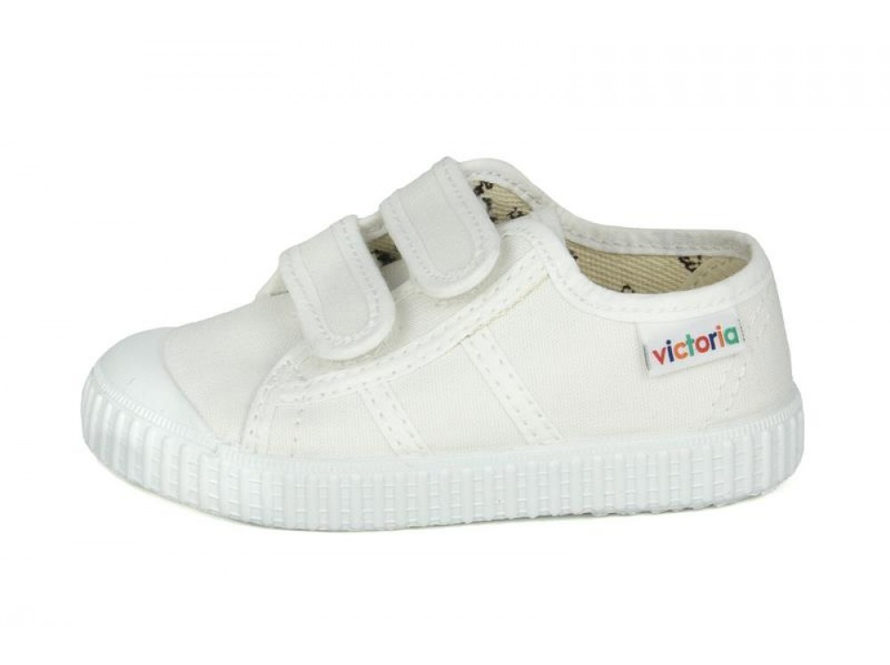 Zapatilla lona blanca doble velcro Victoria