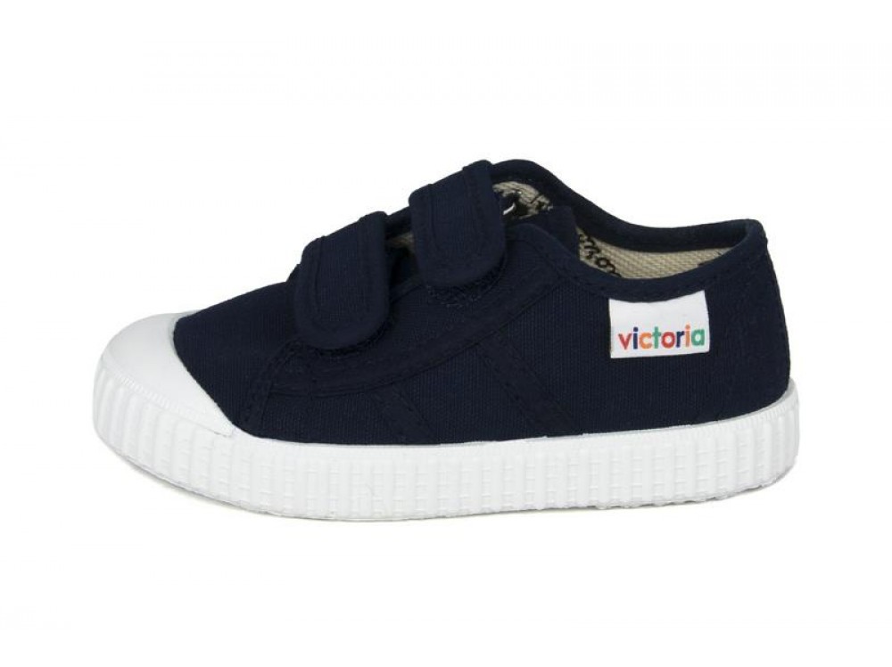 Zapatilla lona azul doble velcro Victoria
