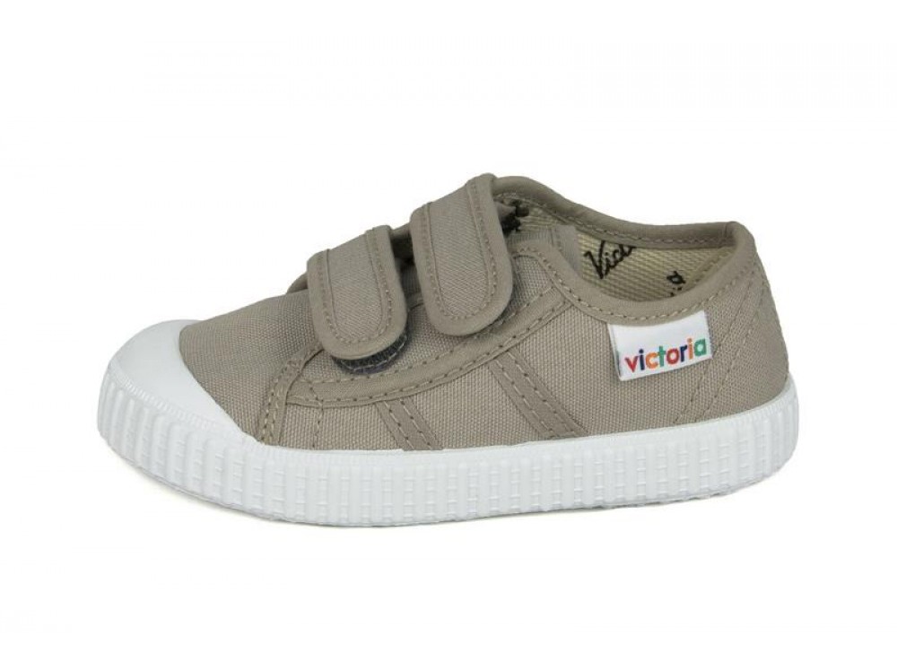 Zapatilla lona beige doble velcro Victoria
