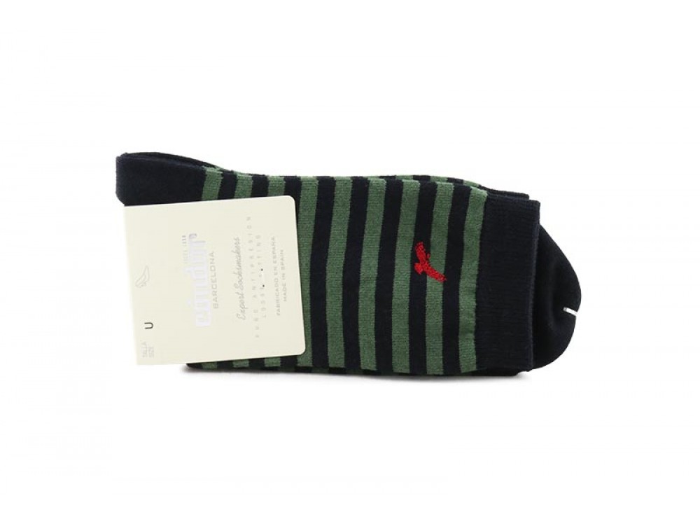 Calcetín corto con rayas negro y verde Condor