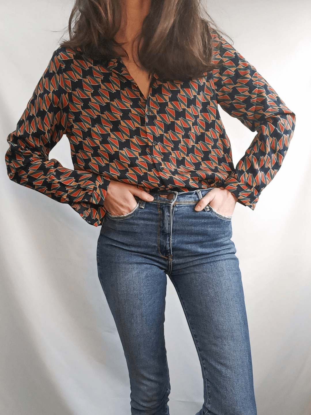 MULAYA.Camisa estampado retro T.s