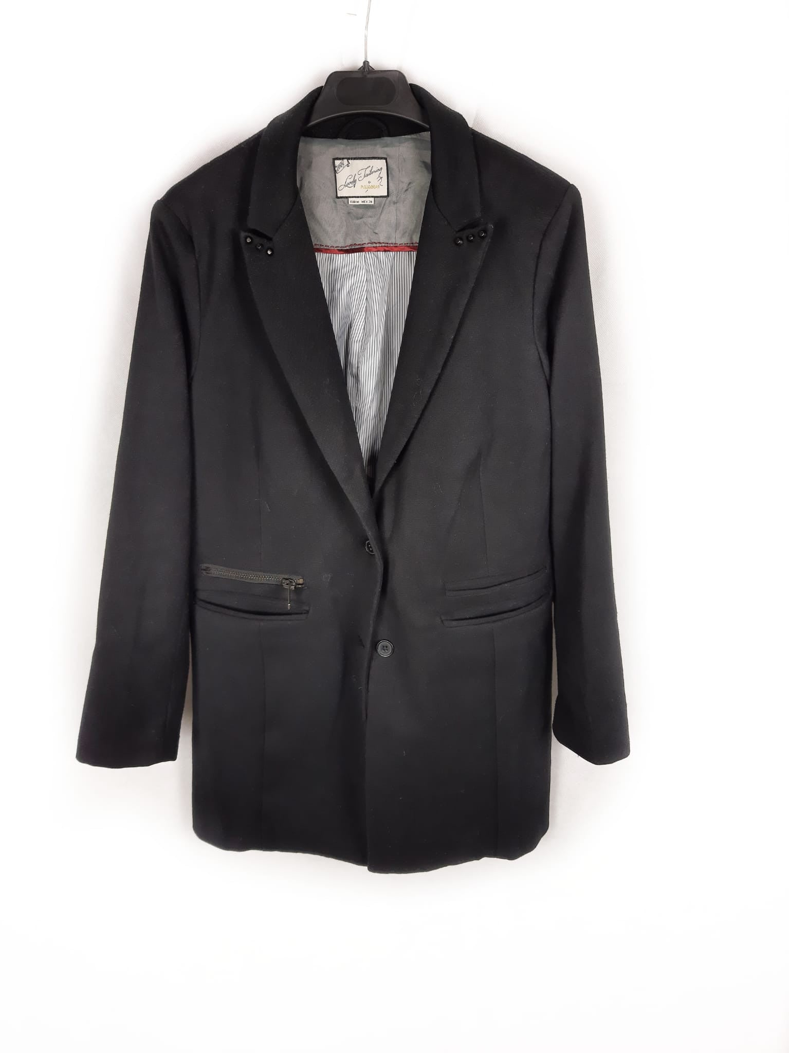 PULL AND BEAR.Abrigo negro T.m