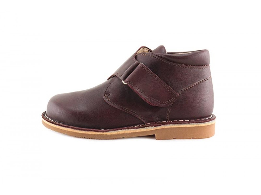 Bota piel burdeos con velcro ancho Jeromin