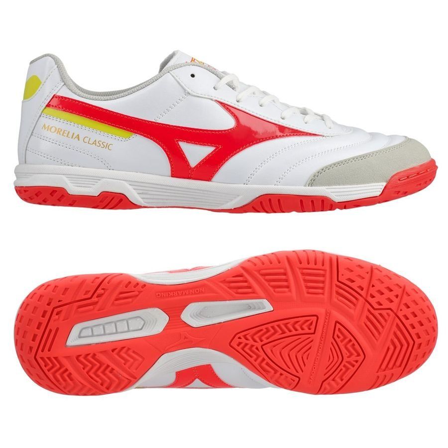Mizuno Morelia Sala Classic IN - Blanco/Coral ardiente/Perno