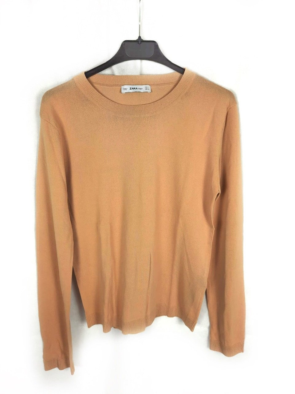 ZARA.Jersey punto fino camel T.L