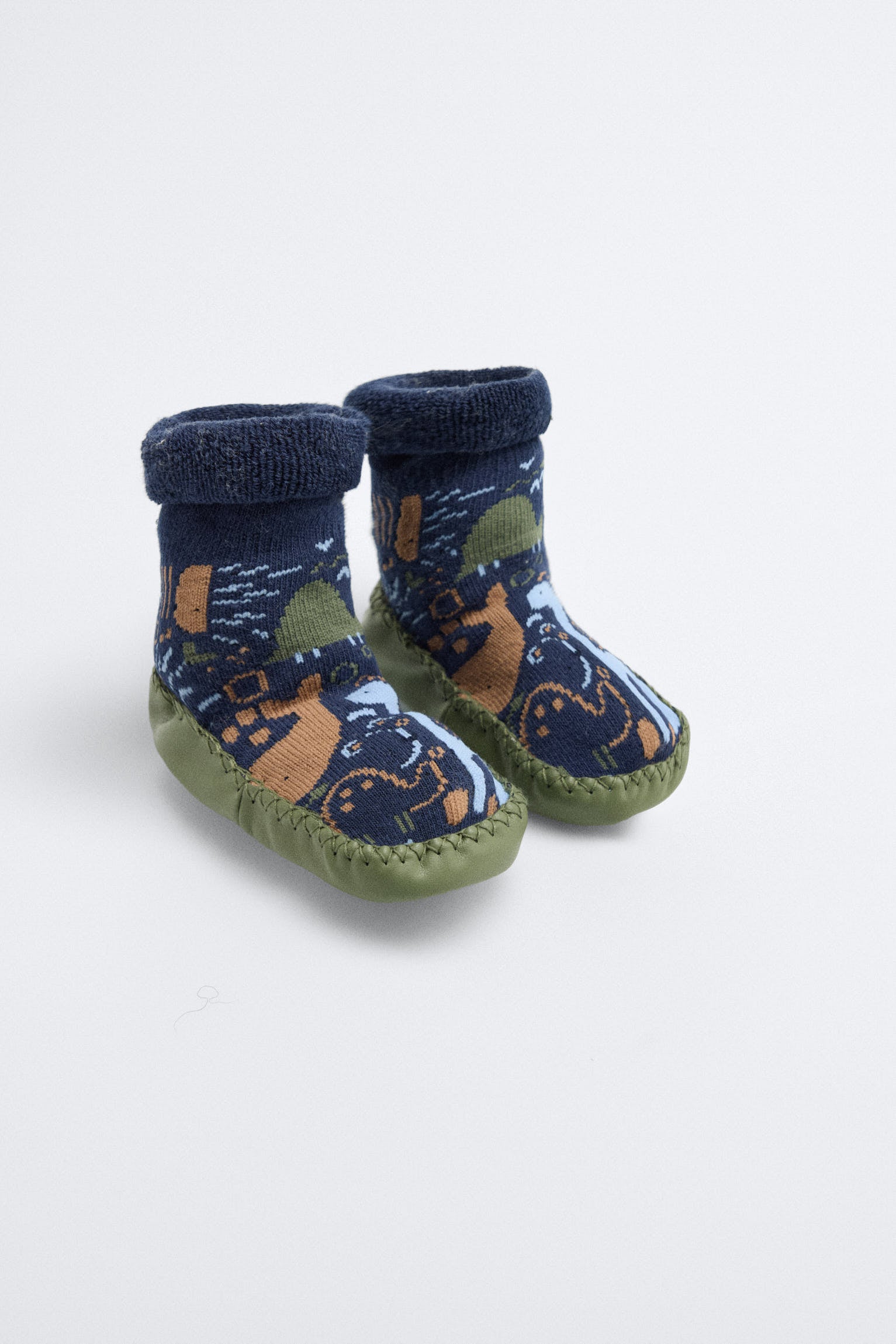 Calcetín zapatilla bebé térmico con suela antideslizante Dino