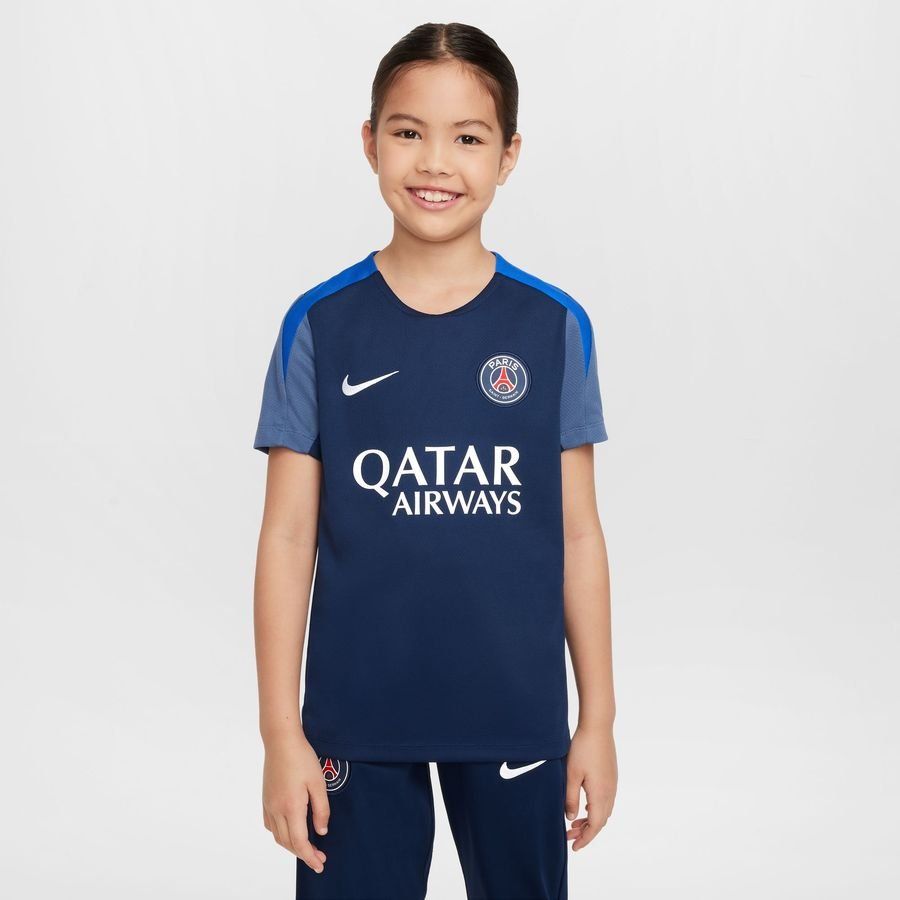 Paris Saint Germain Camiseta de entrenamiento Dri-FIT Strike - Marina de Medianoche/Azul difuso/Blanco Niños