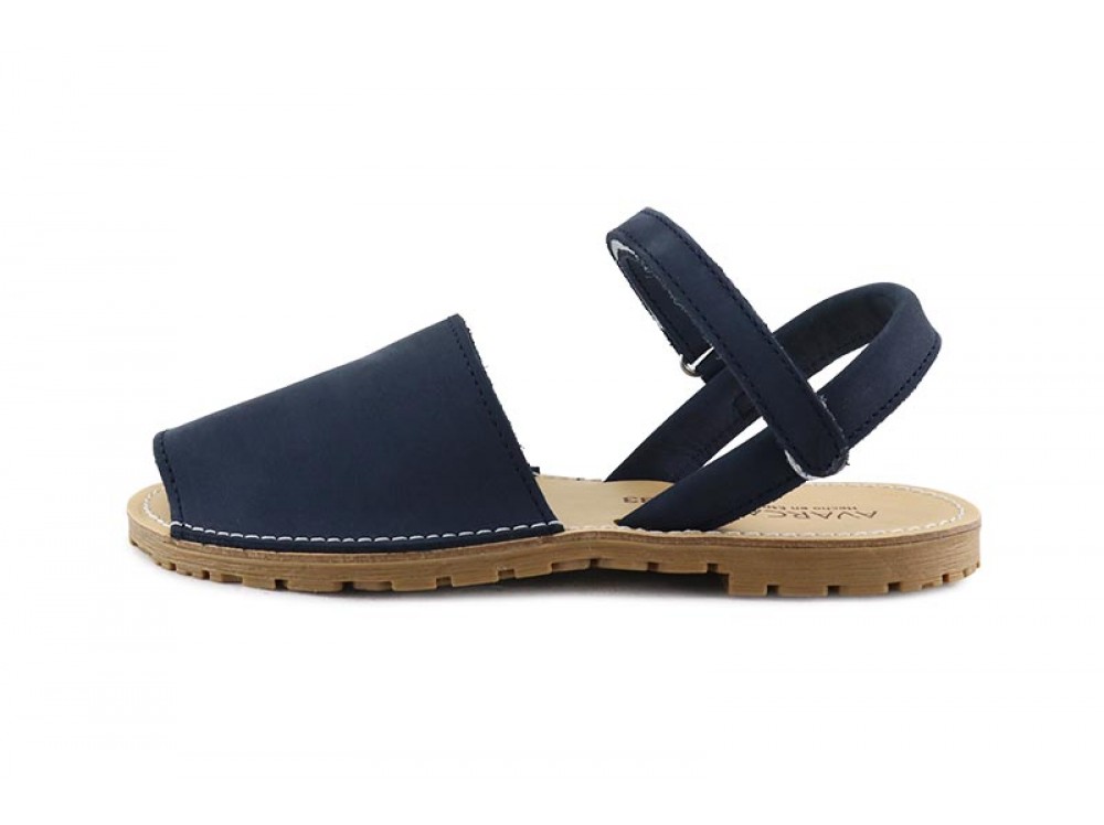 Menorquina con velcro en nobuk azul Jeromin