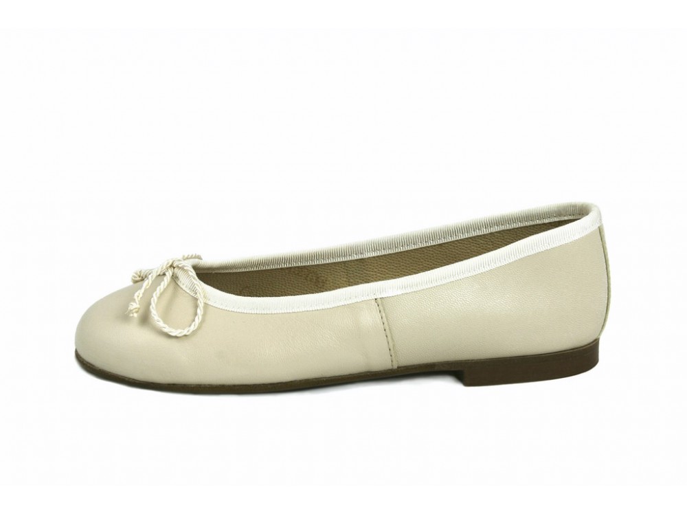 Bailarina piel beige con lazo Eli para Jeromín